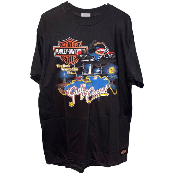 Harley Davidson 1989 The Best Way To See The Gulf Coast USA Shirt Sz XL Vintage - Picture 1 of 10